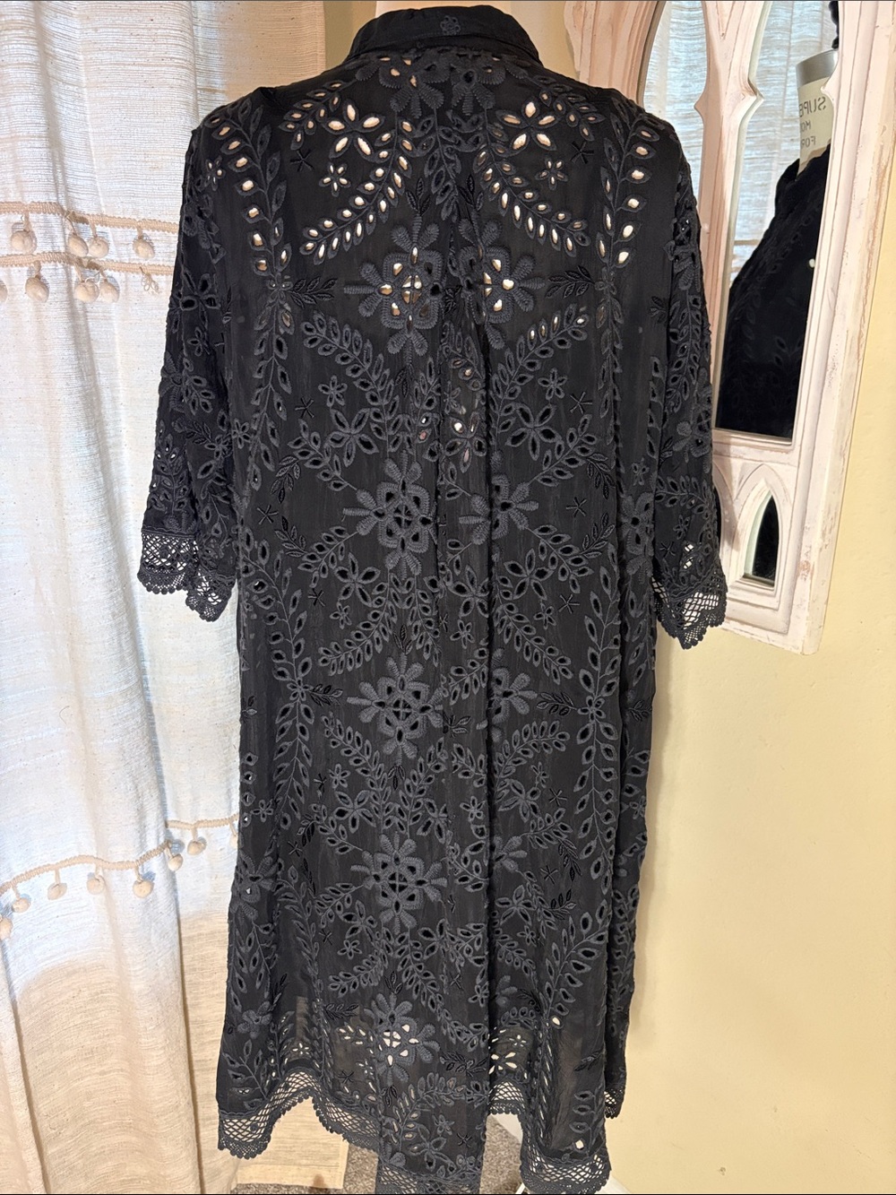 Johnny Was Black Eyelet Mini Dress - Picture 3 of 7